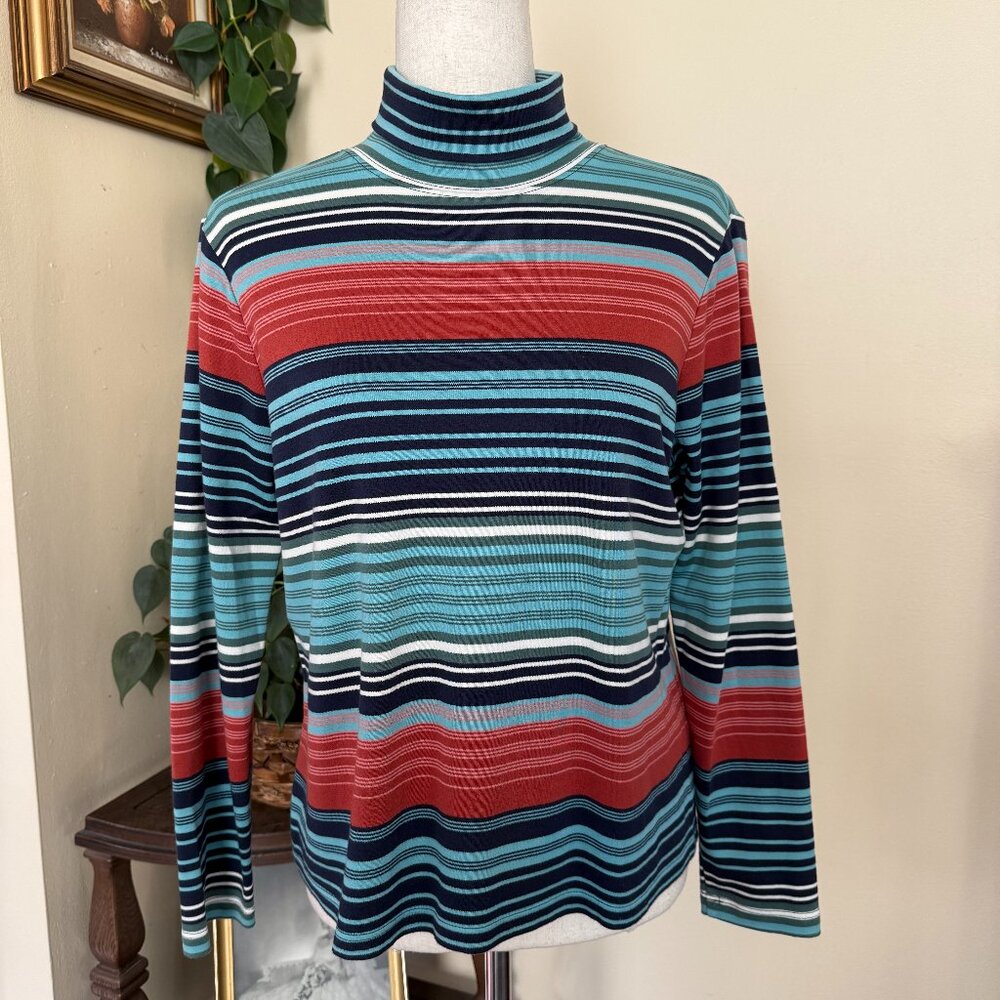 LL Bean Supima Cotton Striped Turtleneck